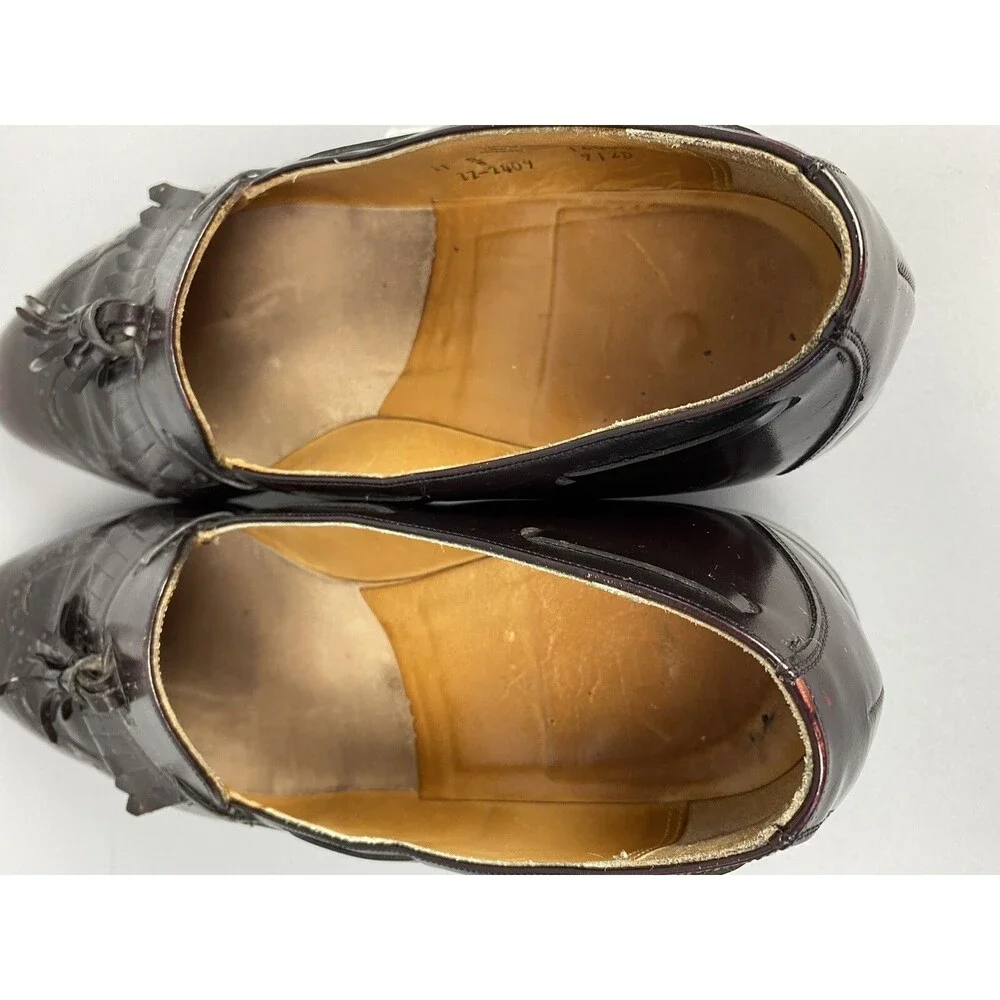 JOHNSTON & MURPHY BURGUNDY WINGTIP OXFORD SHOES SLIP ON TASSLE LOAFER 11 D/B
